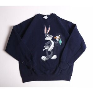 Vintage Santee Sweats Bugs Bunny Navy Blue Sweatshirt 1993 Warner Bros Large USA